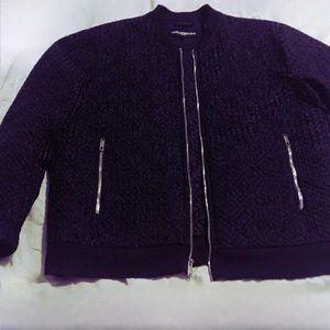 Karl Lagerfeld Men's Black Quilted Shiny Bomber Jacket Size XL